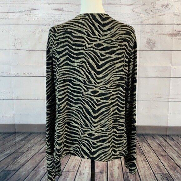 Channa Cardigan Sweater Womens XL Black Zebra Slinky Stretch Shimmer Formal - Picture 5 of 12